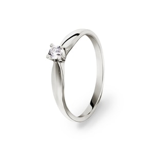 Verlobungsring 750/18 K Weissgold mit Diamant 0.10 ct H/si