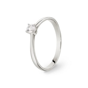 Verlobungsring 750/18 K Weissgold mit Diamant 0.10 ct H/si