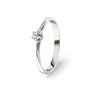 Verlobungsring 750/18 K Weissgold mit Diamant 0.10 ct H/si