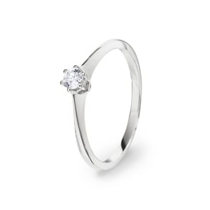 Bague de fiançailles or gris 750/18 ct avec diamant 0.14 ct H/si