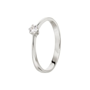 Verlobungsring 750/18 K Weissgold mit Diamant 0.15 ct H/si