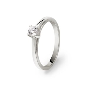 Verlobungsring 750/18 K Weissgold mit Diamant 0.19 ct H/si