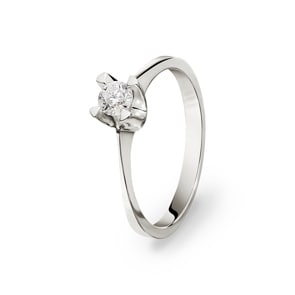 Verlobungsring 750/18 K Weissgold mit Diamant 0.24 ct H/si