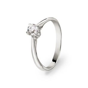Verlobungsring 750/18 K Weissgold mit Diamant 0.30 ct H/si