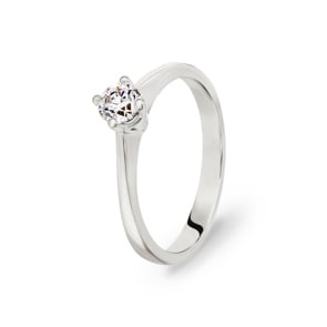 Bague de fiançailles or gris 750/18 ct avec diamant 0.40 ct H/si