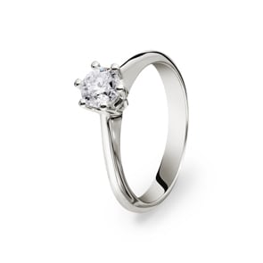 Verlobungsring 750/18 K Weissgold mit Diamant 0.51 ct H/si Ø 50