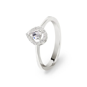 Verlobungsring 750/18 K Weissgold mit Diamanten 0.22 ct H/si