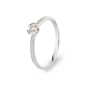 Verlobungsring 750/18 K Weissgold mit Diamanten 0.22 ct H/si