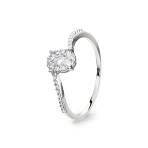 Verlobungsring 750/18 K Weissgold mit Diamanten 0.23 ct H/si