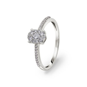 Verlobungsring 750/18 K Weissgold mit Diamanten 0.23 ct H/si