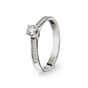 Verlobungsring 750/18 K Weissgold mit Diamanten 0.29 ct H/si