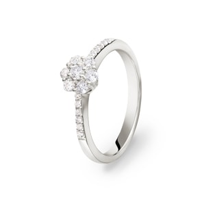 Verlobungsring 750/18 K Weissgold mit Diamanten 0.31 ct H/si