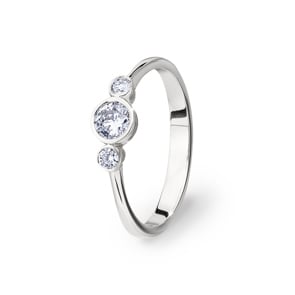 Verlobungsring 750/18 K Weissgold mit Diamanten 0.32 ct H/si, Trilogie