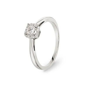 Verlobungsring 750/18 K Weissgold mit Diamanten 0.32ct H/si
