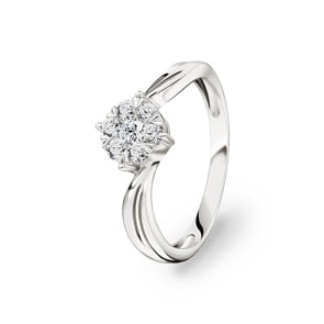 Bague de fiançailles or gris 750/18 ct avec diamants 0.33 ct H/si