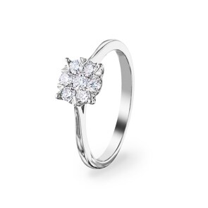 Bague de fiançailles or gris 750/18 ct avec diamants 0.34 ct H/si