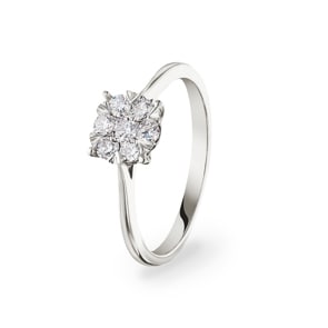 Verlobungsring 750/18 K Weissgold mit Diamanten 0.34 ct H/si