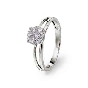 Verlobungsring 750/18 K Weissgold mit Diamanten 0.34 ct H/si