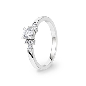 Verlobungsring 750/18 K Weissgold mit Diamanten 0.39 ct H/si
