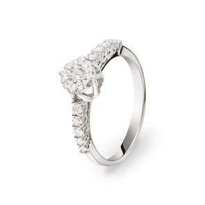 Verlobungsring 750/18 K Weissgold mit Diamanten 0.42 ct H/si