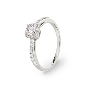 Verlobungsring 750/18 K Weissgold mit Diamanten 0.42 ct H/si