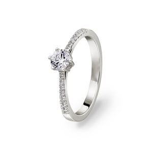 Verlobungsring 750/18 K Weissgold mit Diamanten 0.43 ct H/si