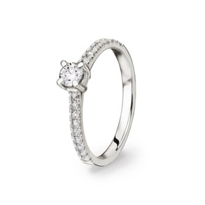Verlobungsring 750/18 K Weissgold mit Diamanten 0.45 ct H/si