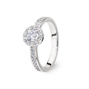Verlobungsring 750/18 K Weissgold mit Diamanten 0.45 ct H/si