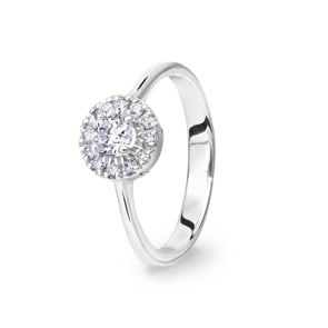 Verlobungsring 750/18 K Weissgold mit Diamanten 0.46 ct H/si