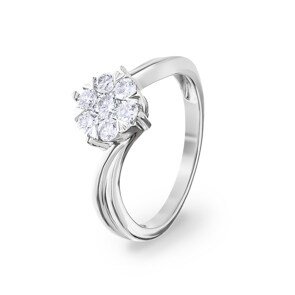 Bague de fiançailles or gris 750/18 ct avec diamants 0.50 ct H/si