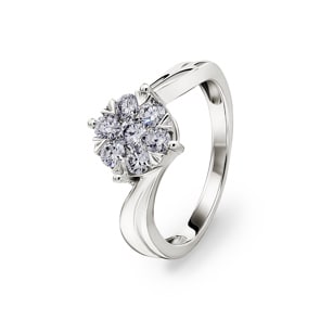 Verlobungsring 750/18 K Weissgold mit Diamanten 0.50 ct H/si