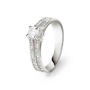 Verlobungsring 750/18 K Weissgold mit Diamanten 0.56 ct H/si