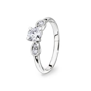 Verlobungsring 750/18 K Weissgold mit Diamanten 0.60 ct H/si