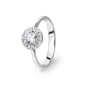 Verlobungsring 750/18 K Weissgold mit Diamanten 0.64 ct H/si