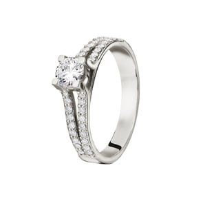 Verlobungsring 750/18 K Weissgold mit Diamanten 0.66 ct H/si