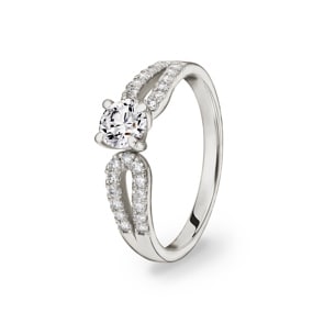 Verlobungsring 750/18 K Weissgold mit Diamanten 0.76 ct H/si