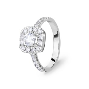 Verlobungsring 750/18 K Weissgold mit Diamanten 1.05 ct H/si