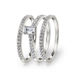 Verlobungsring mit Beisteckringen 750/18 K Weissgold mit Diamanten 0.75 ct H/si