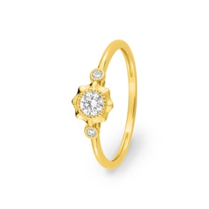 Vintage Ring 375/9 K Gelbgold mit Zirkonia