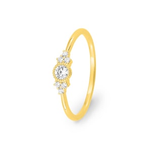 Vintage Ring 375/9 K Gelbgold mit Zirkonia