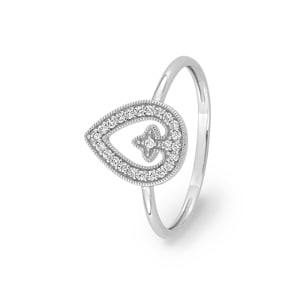 Vintage Ring 375/9 K Weissgold mit Zirkonia