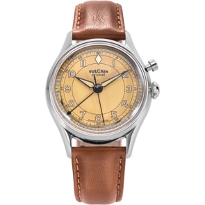 Vulcain Cricket Classique 36mm Brown Khaki Sapphire Caseback