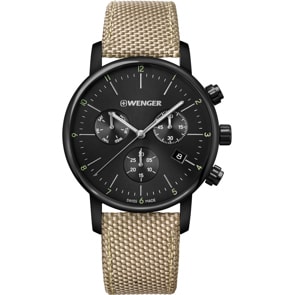 Wenger Urban Classic Chrono Schwarz / Beige Ø 44mm