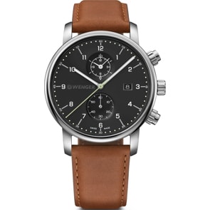 Wenger Urban Classic Chrono Schwarz / Braun Ø 42mm