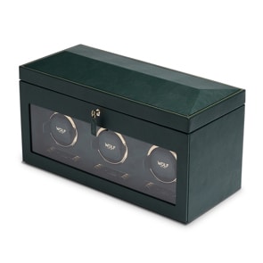 Wolf 1834 British Racing 3 Piece Watch Winder with Storage Green