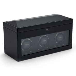 Wolf 1834 British Racing 3 Piece Watch Winder with Storage Black