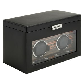 Wolf 1834 Roadster Double Watch Winder with Storage Black 