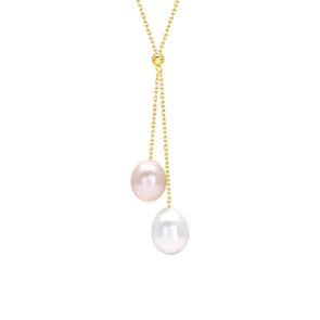 Y-Collier 375/9 K Gelbgold mit Süsswasserzuchtperle Rosa / Weiss