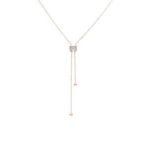 Y-Collier 750/18 K Roségold mit Diamanten 0.12ct H/Si