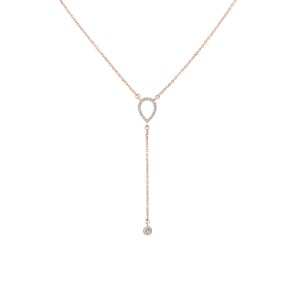Y-Collier or rosé 750/18 ct avec diamants 0.13 ct H/si